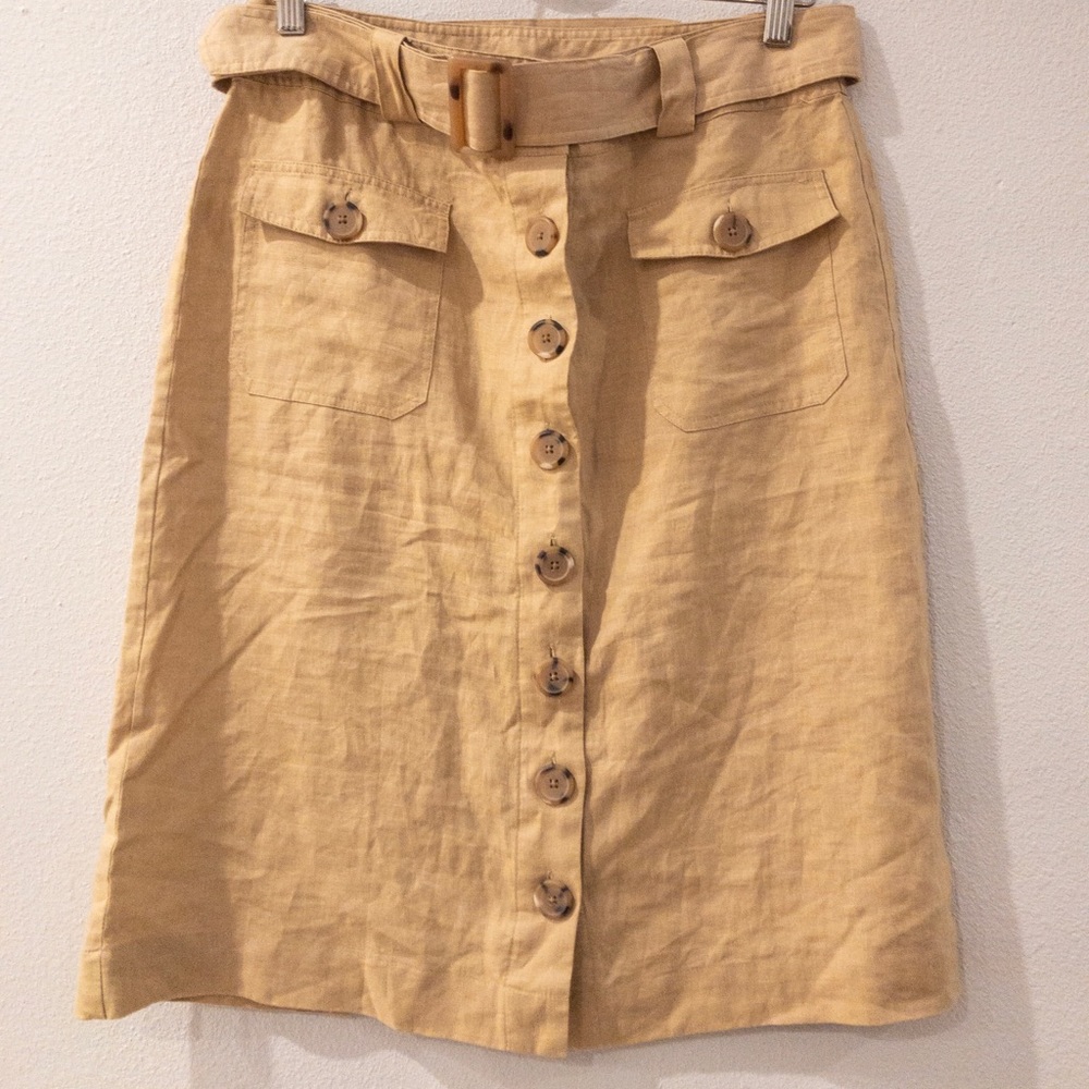 Autograph New York Tan Button Front Skirt